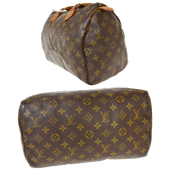 Authentic LOUIS VUITTON Speedy 30 Travel Hand Bag Monogram Leather Brown - Picture 4 of 10